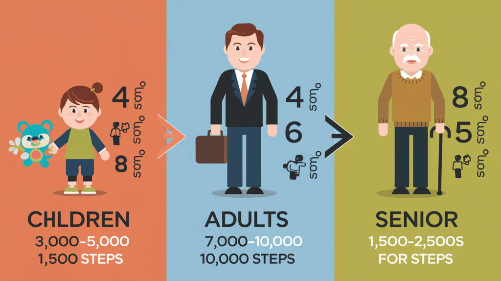 Recommended Daily Step Count by Age and Activity Level